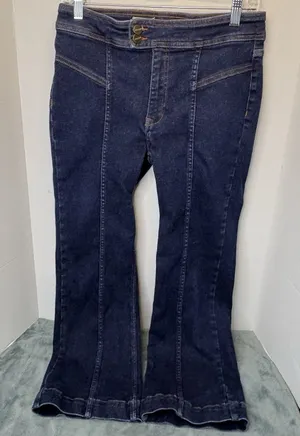 Pilcro The Nyhavn Mid-Rise Cropped Flare Leg Jeans Size 30 Boho Retro Style thumbnail 1