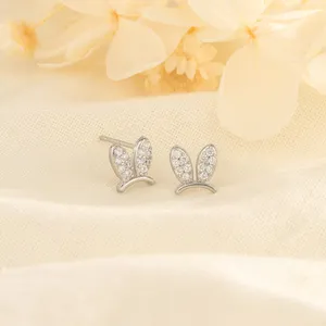 Mini Diamonds Easter Rabbit Ears Gold Sterling Stud Earrings thumbnail 5