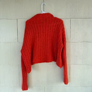 Aerie Women's Sweater Knit Orange Long Sleeve Wool Blend thumbnail 4