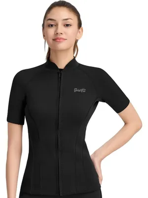 GoldFin Women Wetsuit Top Short Sleeve Swim Jacket Neoprene 2mm MEDIUM thumbnail 1