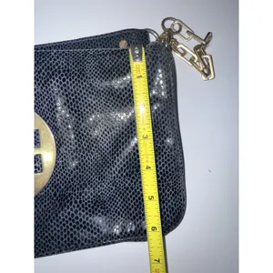 Tory Burch Reva Clutch Blue Leather‎ Snakeskin Print Chain Handbag Bag L thumbnail 14