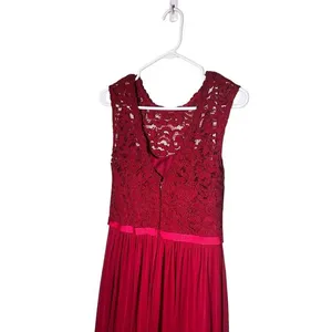 Davids Bridal Lace Bodice Maxi Dress Apple‎ Red Formal Bridesmaid Size 6 HOCO thumbnail 4