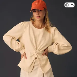 Anthropologie Pilcro Elegant Cream Women's Sweatshirt Top XXS thumbnail 2