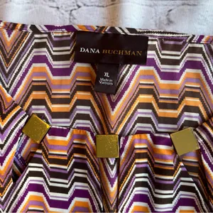 Dana Buchman Geometric Cowl Sleeve Tunic Top Blouse Retro Disco XL Print Gold thumbnail 6