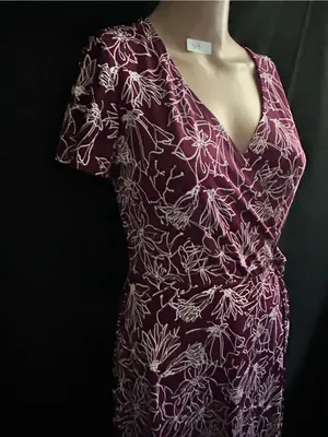 Fortune & Ivy Women’s Purple & White Floral Wrap Maxi Dress Petite Small thumbnail 5