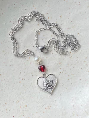 Handmade angel cherub goth chic fairy antique style necklace👼💗 thumbnail 5