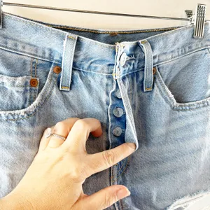 Levi's 501 Original Fit High Rise Button Fly Cutoff Jean Shorts Blue 25 thumbnail 4
