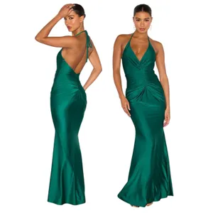 Lulus Zaniya Emerald Green Ruched Halter Maxi Dress size XXS NWT thumbnail 2