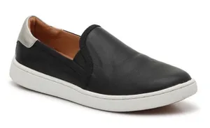 UGG Cas Slip-On Sneakers Womens 11 Black Leather Good Metallic Heel Slip On Shoe thumbnail 1