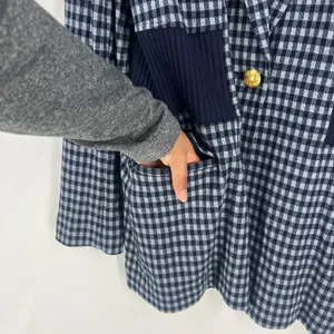 Cabi Checkup Blazer Jacket Womens Medium Navy‎ Blue Gingham Check Stretch Formal thumbnail 7
