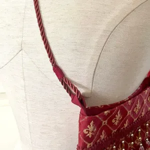 Red crossbody Bag with beads thumbnail 6