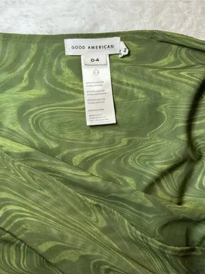 GOOD AMERICAN SET: Sarong & Tiny Ties Bikini Bottom • Pesto Swirl • Size Large 3 thumbnail 7