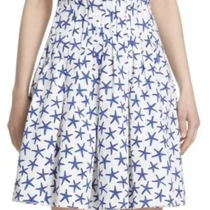Kate Spade Broome Street Coastal Starfish Pleated Cotton A-Line Skirt EUC Size 4 thumbnail 1