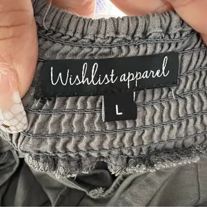 Wishlist Apparel Dress Women L Gray Cotton Ruffle Tie Back Cottagecore Boho Mini thumbnail 7