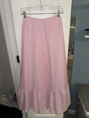 SheIn Pink and White Striped Maxi Skirt thumbnail 4