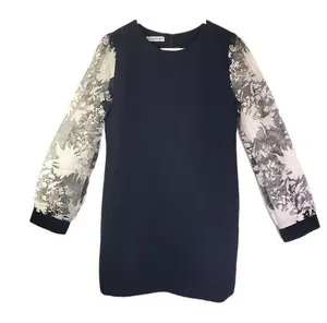 New SECRETLABEL, WHITE-FOX Large Black and White Floral Shift Sheer Sleeve Dress thumbnail 1