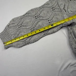 A New Day Grey Pointelle Beaded Open Front Cardigan Sweater Size M thumbnail 9