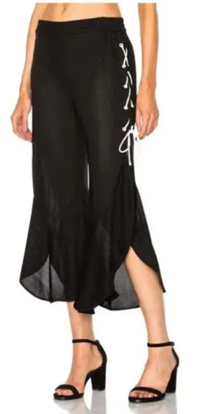 Jonathan‎ Simkhai Ruffle Jersey Pants Lace Up Coverup Resort Ivory NWT Size L thumbnail 1