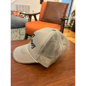 Hey Cowboy Trucker Hat Beige Embroidered Western Cowgirl Mesh Snapback thumbnail 2