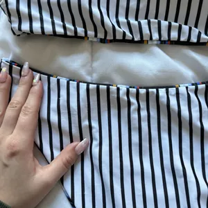 Womens Bikini Set Swimsuit Top Bottom Striped Reversible‎ White Black Summer thumbnail 10