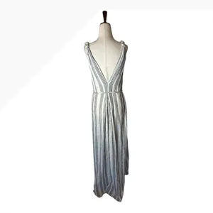 LoveShackFancy Dress Women XS Ivory Gray Striped Georgica Maxi Luxury‎ Boho thumbnail 4