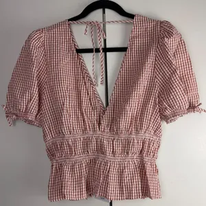 WAYF x Styled by‎ COCO Gingham Seersucker Nina Tie Front Top Coquette NWT S thumbnail 2