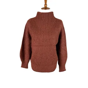 Madewell Loretto Rust‎ Mock Neck Chunky Knit Sweater Cozy Cottagecore XS thumbnail 2