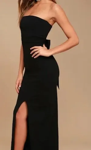 Lulus Womens Evening Maxi Dress XS Black Strapless Crisscross‎ Front Slit thumbnail 1