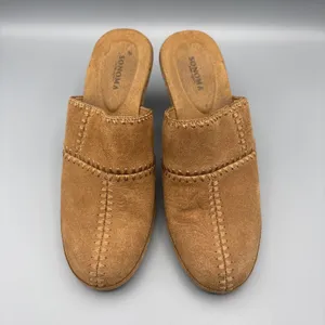 Sonoma Heels Clogs Size 8 Juliette Tan Suede Patchwork Shoes Mules Boho Hippie thumbnail 2