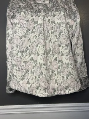 We The Free Sweater Womens Large Pink Floral Henley Pullover Long Sleeve Boho thumbnail 9