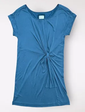 Anthropologie Maeve Knotted Tie Front Knee Length Mini Dress Size S Blue‎ thumbnail 1