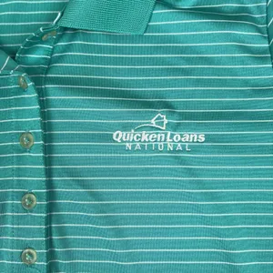 Nike Golf Polo Shirt Womens Medium Green Striped‎ Dri-FIT Quicken Loans National thumbnail 6
