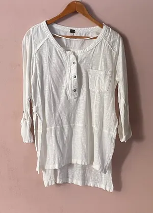 We the Free White 100% Cotton 3/4 Sleeve Top Size XS thumbnail 1