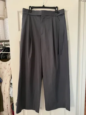 Zara Grey High Waisted Relaxed Trouser Pant with Button Belt thumbnail 6