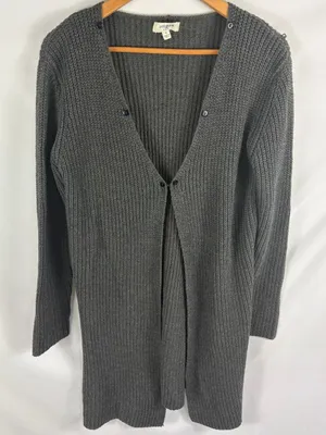 Umgee Cable Knit Longline Grey Cardigan Size Medium thumbnail 1