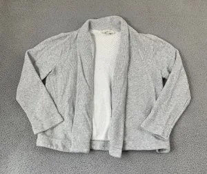 Loft Cardigan Sweater Women S Gray Ribbed Knit Open Front thumbnail 1