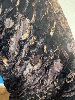 Art wear chenille double sided jacket giraffe elephant African print brown M L thumbnail 2