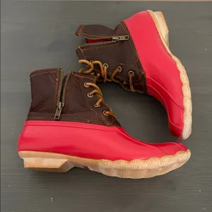 Sperry Women’s Waterproof Duck Boots Red Brown Leather‎ Fleece Lined Size 8 thumbnail 4