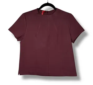 SPANX The Perfect Funnel Top Short Sleeve Blouse‎ Maroon Size S thumbnail 1