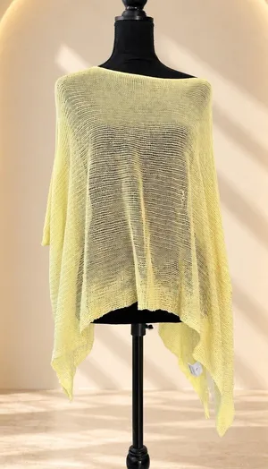 Lightweight Yellow Sheer Poncho Top Boho One Size Size undefined thumbnail 1
