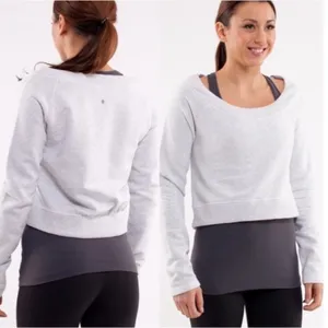 LULULEMON Good Karma Crop Gray Sweatshirt Pullover Crew Top thumbnail 3