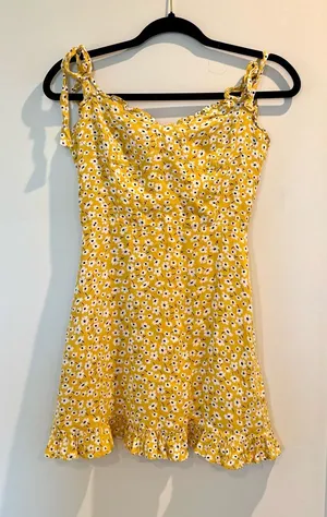 Yellow Floral Tie-Shoulder Sundress thumbnail 1