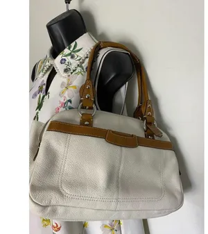 Coach Leather Medium Size White Brown Shoulder Bag thumbnail 14