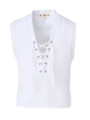 AMO Denim Aviva Tank Top White Cotton S thumbnail 3