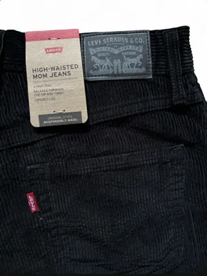 Levi's High-Waist Corduroy Mom Jean Black Ankle Size 27x30 Casual Classic thumbnail 5