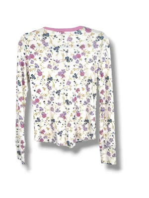 P.J. Salvage Floral Pajama Set Long Sleeve Top Pants with Hearts Size Small thumbnail 4