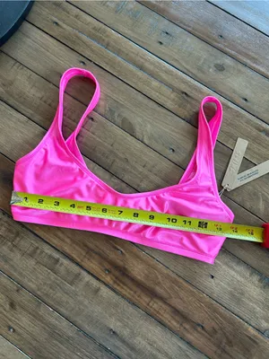 NWT Skims Scoop Neck Shiny Pink Taffy Bikini Top S thumbnail 6