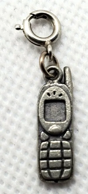 Silver Tone Y2K Cell Phone Charm thumbnail 1