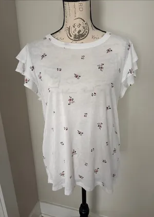 C&C California Large White Tee with Pink and Brown Floral Print thumbnail 1