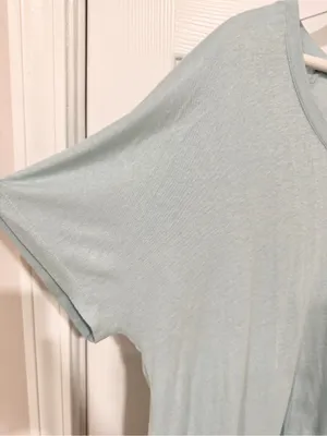 NIC+ZOE Aqua Blue Linen Blend Relaxed Coastal V Neck Plus Size Top Tunic XXL thumbnail 4